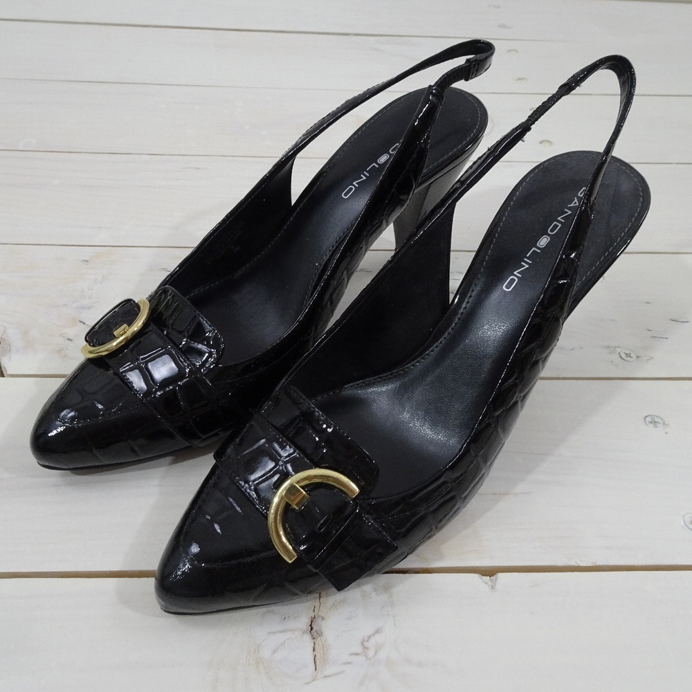 Bandolino Black Patent Leather Croc Embossed Heels